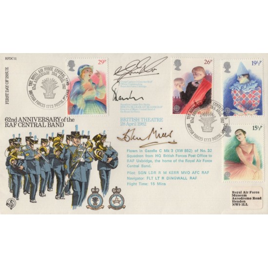 1982 British Theatre RAF cover signed by actor Sir John Mills 1982 British Theatre RAF cover signed by actor Sir John Mills