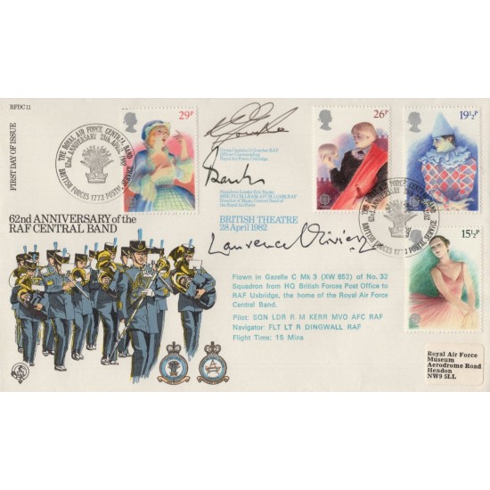 1982 British Theatre RAF cover signed by actor Sir Laurence Olivier