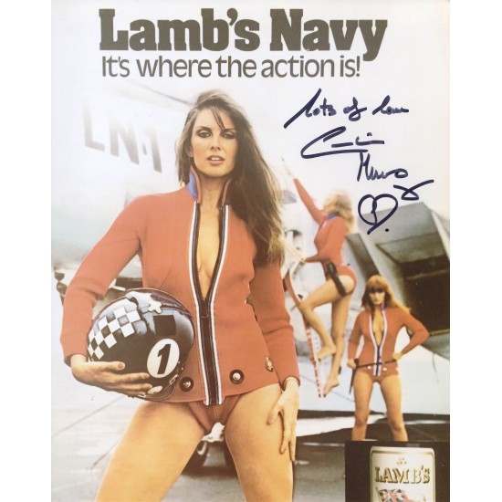 Actress and Model Caroline Munro signed Lamb's Navy Rum photo
