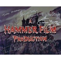 6 movie stars signed Hammer Horror movie photo 6 movie stars signed Hammer Horror movie photo