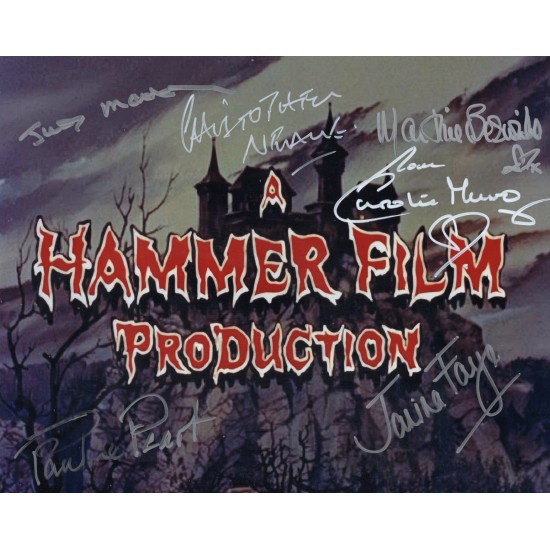 6 movie stars signed Hammer Horror movie photo 6 movie stars signed Hammer Horror movie photo
