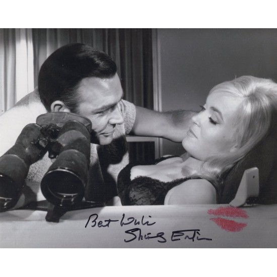 007 Bond movie Goldfinger actress Shirley Eaton signed & kissed photo 007 Bond movie Goldfinger actress Shirley Eaton signed & kissed photo