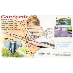Concorde Fairford-Cairo flown cover signed by actor and comedian Mike Reid Concorde Fairford-Cairo flown cover signed by actor and comedian Mike Reid