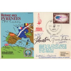 RAF escaping Comet Line FDC signed by Florentino, Michou, Aguirre, Lapeyre, O’Leary, Dumon and others RAF escaping Comet Line FDC signed by Florentino, Michou, Aguirre, Lapeyre, O’Leary, Dumon and others