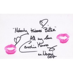 007 James Bond actress Caroline Munro signed and kissed card