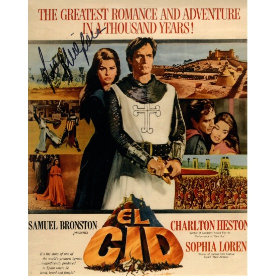 Actress Sophia Loren signed El Cid epic movie photo Actress Sophia Loren signed El Cid epic movie photo
